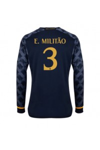 Real Madrid Eder Militao #3 Jalkapallovaatteet Vieraspaita 2023-24 Pitkähihainen